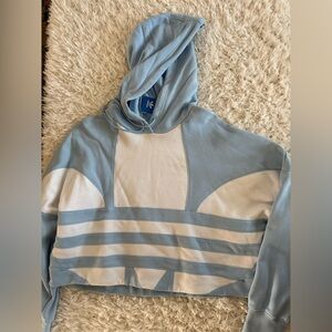 adidas Light Blue and White Women's Hoodie